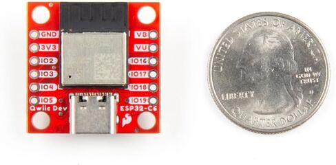 لوحة تطوير الجيب SparkFun Qwiic - وحدة ESP32-C6 Mini-1، بما في ذلك موصل USB-C، موصل Qwiic، موصل بطارية JST ثنائي السن، أبعاد اللوحة: (بوصة) 1 بوصة × 1 بوصة in Saudi Arabia