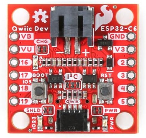 لوحة تطوير الجيب SparkFun Qwiic - وحدة ESP32-C6 Mini-1، بما في ذلك موصل USB-C، موصل Qwiic، موصل بطارية JST ثنائي السن، أبعاد اللوحة: (بوصة) 1 بوصة × 1 بوصة in Saudi Arabia