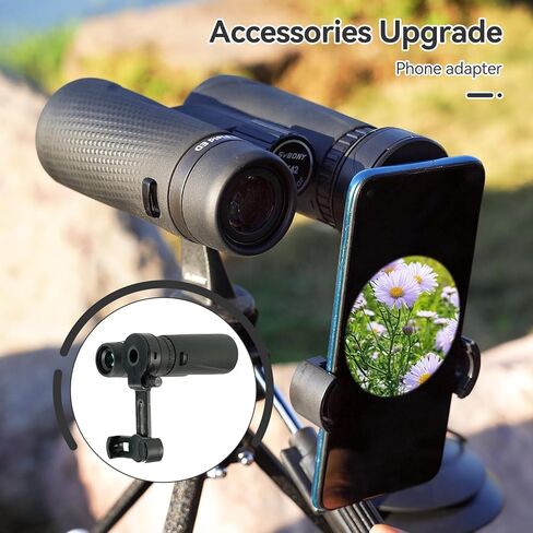 مناظير SVBONY SA205 للبالغين، مناظير حقلية مسطحة 10x42، مناظير زجاجية ED مع محول هاتف مطور، مناظير مقاومة للماء مع حزام لمشاهدة الطيور in Kuwait