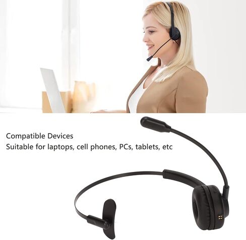 Trucker Headset with Microphone, 5.0 On Ear Headphones with Rotatable Mic for Computer Cell Phone Office Home Call Center Skype in Saudi Arabia