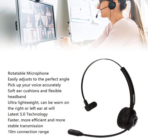 Trucker Headset with Microphone, 5.0 On Ear Headphones with Rotatable Mic for Computer Cell Phone Office Home Call Center Skype in Saudi Arabia