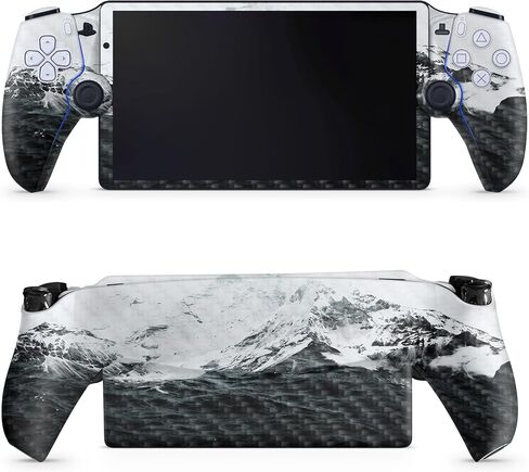 Carbon Fiber Gaming Skin Compatible with PS5 Portal Remote Player - Mountain Waves - Premium 3M Vinyl Protective Wrap Decal Cover - Easy to Apply | Crafted in The USA by MightySkins in Saudi Arabia