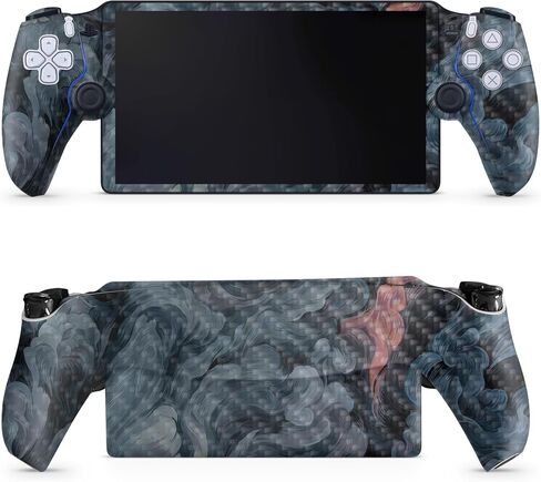 Carbon Fiber Gaming Skin Compatible with PS5 Portal Remote Player - Mountain Waves - Premium 3M Vinyl Protective Wrap Decal Cover - Easy to Apply | Crafted in The USA by MightySkins in Saudi Arabia