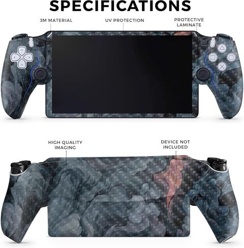Carbon Fiber Gaming Skin Compatible with PS5 Portal Remote Player - Mountain Waves - Premium 3M Vinyl Protective Wrap Decal Cover - Easy to Apply | Crafted in The USA by MightySkins in Saudi Arabia