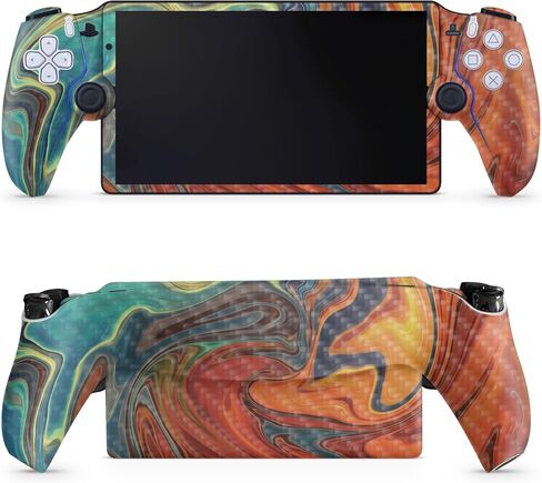 Carbon Fiber Gaming Skin Compatible with PS5 Portal Remote Player - Mountain Waves - Premium 3M Vinyl Protective Wrap Decal Cover - Easy to Apply | Crafted in The USA by MightySkins in Saudi Arabia
