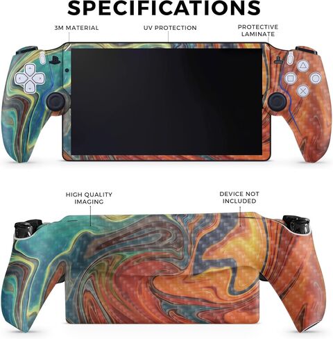 Carbon Fiber Gaming Skin Compatible with PS5 Portal Remote Player - Mountain Waves - Premium 3M Vinyl Protective Wrap Decal Cover - Easy to Apply | Crafted in The USA by MightySkins in Saudi Arabia