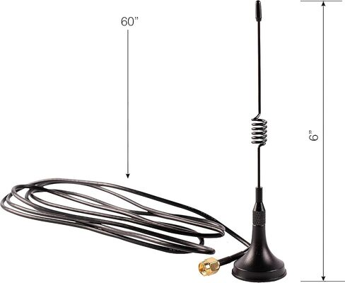 433 MHz Unity Gain Omni, 6 Inches Antenna with Magnetic Base and Male SMA Connector Antenna Kit – Impedance 50 Ohms Garage Gate Door Opener Antenna in Kuwait
