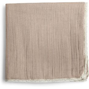 MakeMake Organics GOTS Certified Organic Cotton Muslin Soft Breathable Lightweight Swaddle and Comfort Organic Baby Blanket for Toddler Baby Boys and Girls - Pecan, 30" x 40"