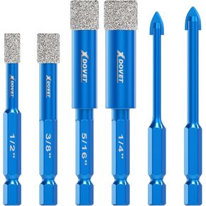 XDOVET Dry Diamond Drill Bit Sets Hex Shank 6Pcs 1/2" to 1/4" Core Drill Bits for Granite Marble Porcelain Glass Lenses Tile etc in Kuwait