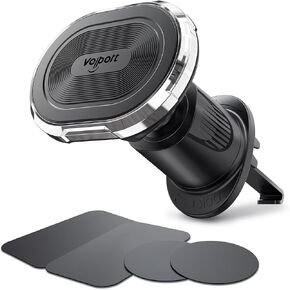 volport Magnetic Phone Mount for Car Vent: [Strong Magnet Clip Hook] Air Vent Holder for iPhone 15/14/13/12 Pro Max Plus Samsung S24 Ultra S24+ All Cell phone & Tablets (Sliver)