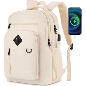Backpack for Men and Women, Casual School Backpack Teen Boys and Girls Lightweight 15.6 Inch Laptop Bookbag with USB Charger for College Work Travel (Black)