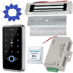 HENA Fingerprint Access Control System Kit, Fully RFID Keypad with Upgraded 180KG Magnetic Lock and Professional Power Supply, for Door Security, Outdoor Multicolor HERNAS-180KGL F20