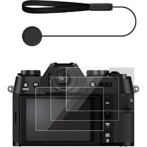 3 Packs Screen Protector compatible with Fujifilm X-T50/XT50, with One Anti-Loss String Tempered Glass Film for Fuji X-T50 Digital Camera 0.25mm 9H Anti-Scratch and Anti-fingerprint