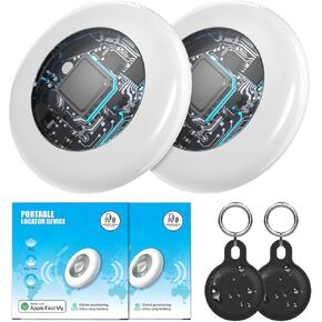 2 PCS Locator Tag Bluetooth Tracker, GPS Item Finders Tracking Device Work with Apple Find My (iOS Only), Item Finder for Keys, Wallet, Luggage, Pet, Comes with 2 Protective Silicone Keychains