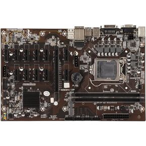 B250 BTC 12P Mining Mainboard, Gaming Motherboard Supports LGA 1151 2xDDR4 DIMM Maximum 16G, 12 GPU Slots, VGA M.2, 4 x SATA3.0
