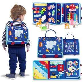 Toddler Busy Board Book - 8 in 1 Montessori Toys for 1 2 3 4 Year Old Learning Educational Activity Gifts for Girls Boys