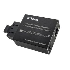 Mini Gigabit Fiber Media Converter RJ45,10/100/1000Base-Tx to 100/1000Base-Fx Dual SC Fiber Single-Mode, Built-in Fiber Module Up to 20km
