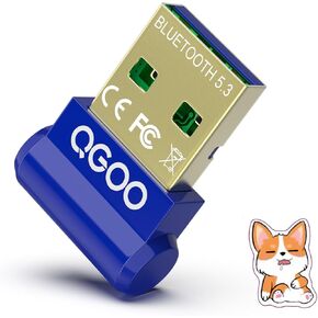 USB Bluetooth Adapter for PC - QGOO Bluetooth Dongle 5.3 EDR, Wireless Bluetooth Receiver for Desktop Computer Laptop Bluetooth Windows 8.1/10/11（blue-001）