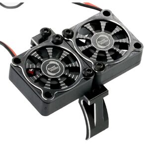 Powerhobby 1/8 Aluminum Heatsink 30mm Twin Turbo Dual High Speed Cooling Fans 28K (Black)