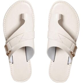 Verdusa Women's Thong Flat Sandals Buckle Slip On Slide Summer Beach Sandals