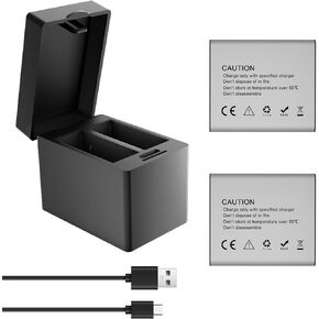 Action Batteries with Charger, Rechargeable Batteries 1350mAh (2 Pack) and 2-Channel USB Charger Set