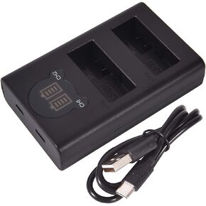 DSTE Replacement for LP-E8 Dual LCD Battery Charger Compatible Canon EOS 550D 600D 650D 700D Kiss Digital X4 X5 X6i X7i Rebel T2i T3i T4i T5i Camera with Type-C and Micro-USB Port