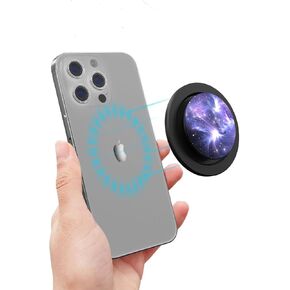 Adjustable Magnetic Phone Grip Compatible with MagSafe, Adapter Ring for Magnetic Included, Phone Holder, Wireless Charging Compatible - Galaxy Nebula