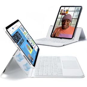 ESR Ascend Keyboard Case, iPad Air 11 Inch Case with Keyboard (M2), Magnetic Detachable, Adjustable Portrait/Landscape Stand for iPad Pro 11 (2022/2021/2020/2018), iPad Air 6(2024) /Air 5/4, White