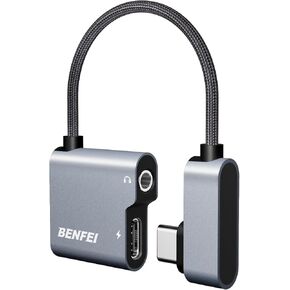 BENFEI USB C to Audio Jack Adapter with 60W Fast Charging, USB-C to 3.5mm Female Headphone Compatible with iPhone 15 Pro Max/15 Pro/15, Samsung Galaxy S24/S23/S22/S21 Ultra, iPad Pro, Pixel 8 Grey