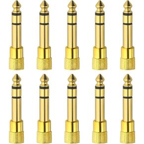 XINGYHENG 10PCS 6.35mm(1/4 inch) Male to 3.5mm(1/8 inch) Female Headphone Connector Plug Gold-Plated Stereo Audio Jack Converter for Speaker Headphone Microphone