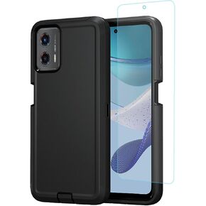 for Motorola Moto G Power 5G 2024 Case with HD Screen Protector,Military Grade Drop-Proof Heavy Duty Rugged Bumper Shockproof Protective Case Cover (Dark Blue)