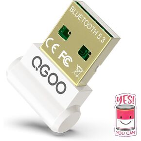 USB Bluetooth Adapter for PC - QGOO Bluetooth Dongle 5.3 EDR, Wireless Bluetooth Receiver for Desktop Computer Laptop Bluetooth Windows 8.1/10/11（white-219）