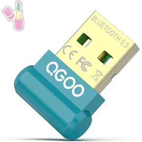 USB Bluetooth Adapter for PC - QGOO Bluetooth Dongle 5.3 EDR, Wireless Bluetooth Receiver for Desktop Computer Laptop Bluetooth Windows 8.1/10/11（green-187）