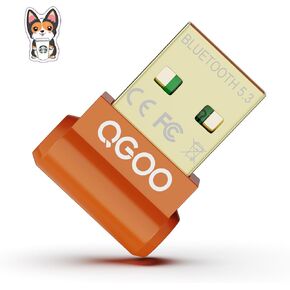 USB Bluetooth Adapter for PC - QGOO Bluetooth Dongle 5.3 EDR, Wireless Bluetooth Receiver for Desktop Computer Laptop Bluetooth Windows 8.1/10/11（orange-016）