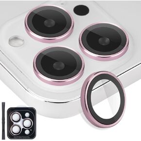 Camera Lens Protector for iPhone 13 Pro & iPhone 13 Pro Max, Tempered Glass Lens Protector Aluminum Alloy Ring Camera Cover Fits for iPhone 13 Pro/iPhone 13 Pro Max (Glitter Pink)