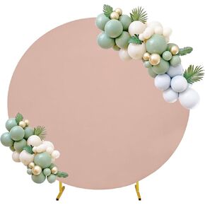 6FT Round Spandex Fitted Wedding Arch Cover for Circle Arch Stand, Thick Spandex Fabric Adjustable Round Arch Backdrop Cover for Wedding Birthday Party Baby Bridal Shower Decor（Beige）
