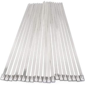 Width 0.3 Inch Stainless Steel Cable Zip Ties Self-Locking Heavy Duty Metal Ties 20pcs (19.7 Inch)