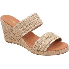 Andre Assous Women's Nolita Raffia Wedge Sandal, Natural Platino Stripe, 7