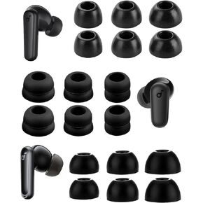 for Soundcore Space A40 P3i P20i P30i P40i Ear Tips Kit Memory Foam Double Flange Replacement Eartips Earbuds Fit in Case Compatible with Soundcore Sport X10 X20 Life A1 Black 9 Pairs