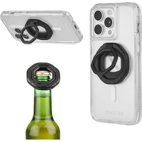 Pelican 3-in-1 Magnetic Phone Grip with Phone Stand and Bottle Opener - Rotatable and Removable for MagSafe Accessories - Magnetic iPhone Holder for iPhone 15 Pro Max / 14 Pro Max / 13 Pro Max - Black