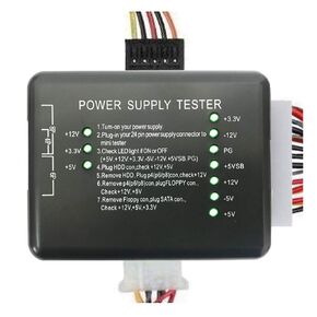 20/24 4/6/8 Pin Power Supply Tester for SATA,IDE,HDD,ATX,ITX,BYI Connectors-Black