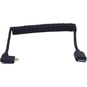 كابل ملفوف Micro HDMI 8K إلى Mini HDMI 8K بطول 4 أقدام، زاوية يسار 90 درجة Micro HDMI 2.1 إلى Mini HDMI 2.1 إصدار محول كابل حماية زنبركي حلزوني، 8K@60HZ in Kuwait