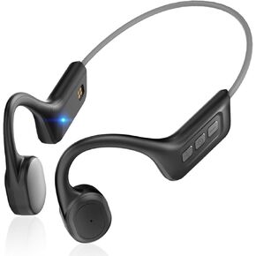 Bone Conduction Headphones with Mic,Bluetooth 5.3 Open Ear Wireless Sports Earbuds for Workouts Running, IPX7 Waterproof Headset, 1.5 Fast Charging 10Hrs Playtime Earphones, Gray