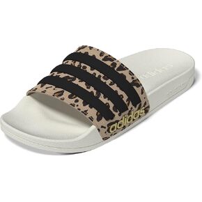 adidas Unisex Adilette Shower Slide Sandal, Off White/Black/Magic Beige, 11 US Men