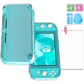 TPU protective case Compatible with Switch Lite, transparent protective case with tempered glass screen set protector.