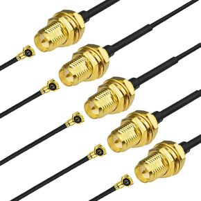 JacobsParts (5-Pack) 6" U.FL/IPX to RP-SMA Female Antenna WiFi Pigtail Cable ufl ipex 1.13mm Mini PCI