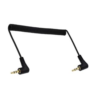 Halokny Coiled Stereo Audio Cable, 90 Degree Angle 3.5mm (1/8) Spring Audio Aux Extension Cable Traction1 to 6Ft for Home/Car Stereo,Phone,Headset and More (TRS M/M)