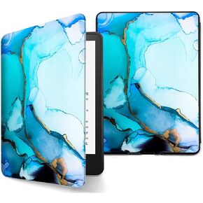 Case for 6.8 Inch Kindle Paperwhite 11th Generation 2021,PU Leather with Auto Wake/Sleep Folio Stand Cover for Amazon Kindle Paperwhite Signature Edition E-Reader,Blue Marble
