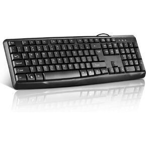 Wired Keyboard - Full-Sized, Keyboard with Numeric Keypad - Silent-Touch Chiclet Keyboard(Black)