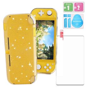 Vistaluxeo TPU Protective case kit Compatible with Switch Lite, Transparent Protective case with Tempered Glass Screen Set Protector.